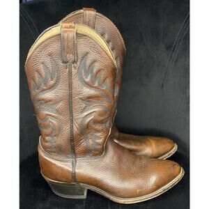 ABILENE Men’s Brown Cowhide Cowboy Boots Size 9.5 EE Leather Made In USA